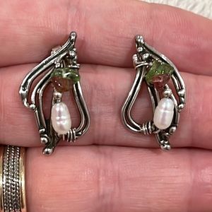 silver 925 pearl earrings vintage